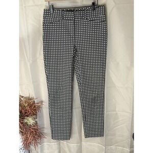 The Limited Signature Stretch Skinny Ankle Pants Black Teal Geometric Size 4